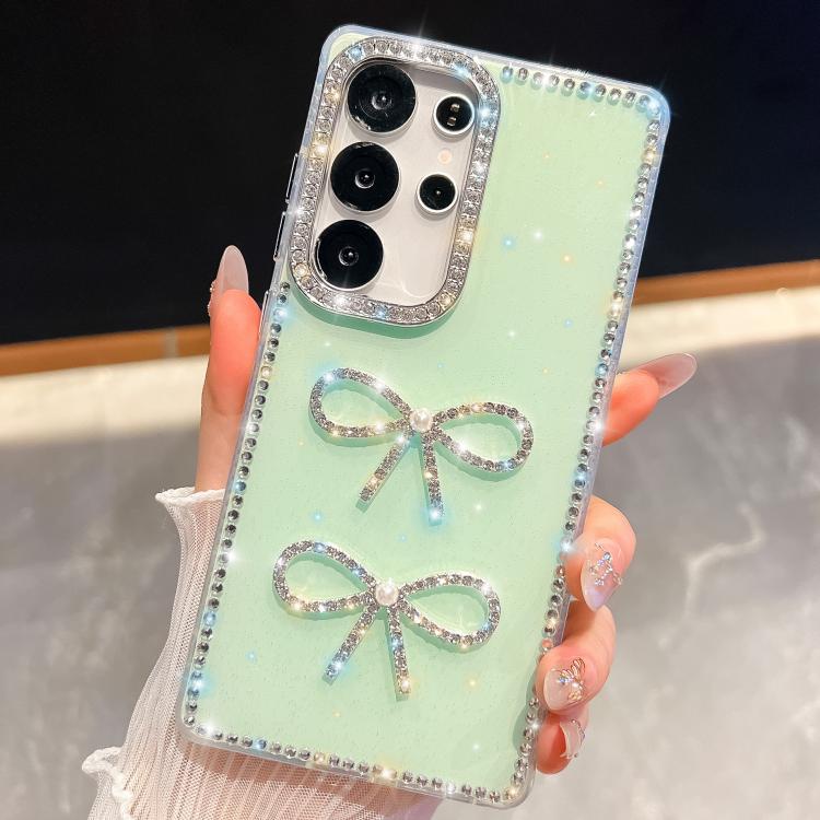For Samsung Galaxy S23 Ultra 5G Diamond Glitter Dual Bow-knot Shockproof Phone Case