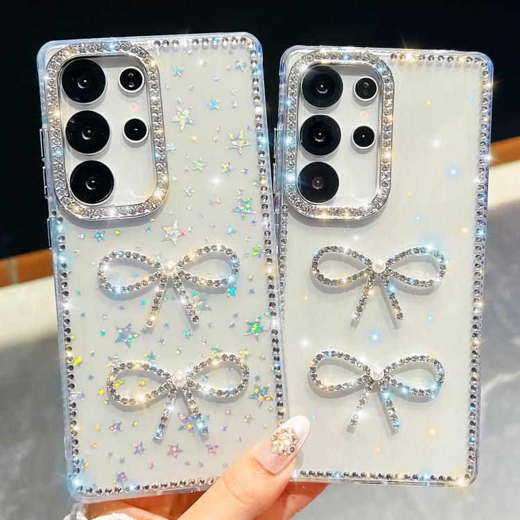 For Samsung Galaxy A07 5G Diamond Glitter Dual Bow-knot Shockproof Phone Case