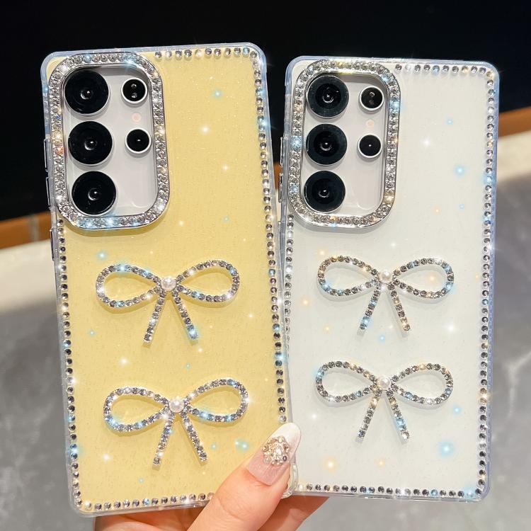 For Samsung Galaxy A07 5G Diamond Glitter Dual Bow-knot Shockproof Phone Case