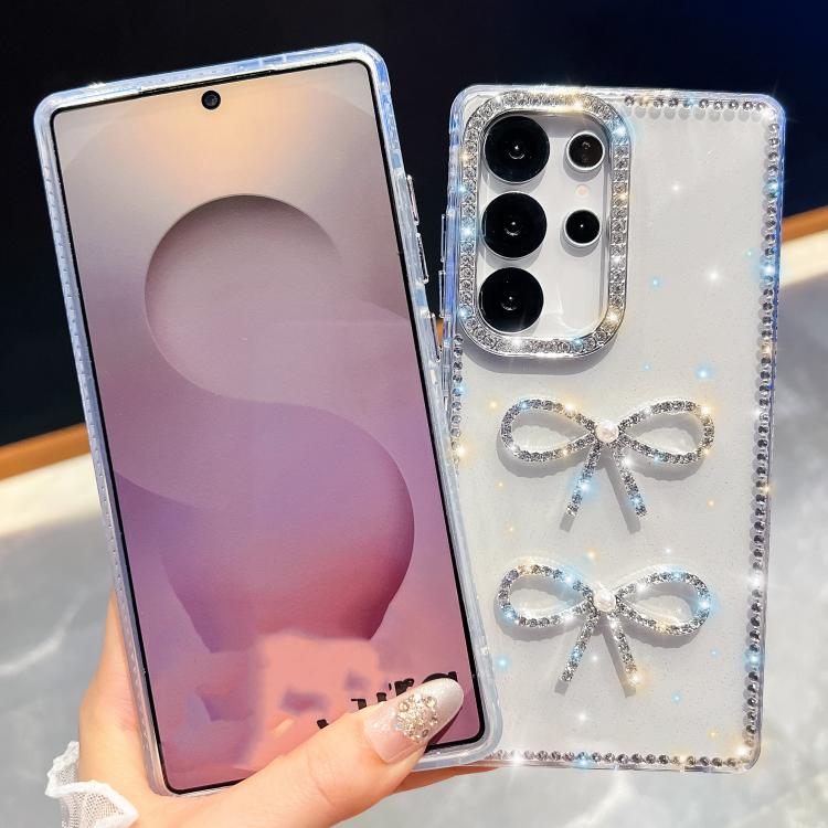 For Samsung Galaxy A07 5G Diamond Glitter Dual Bow-knot Shockproof Phone Case