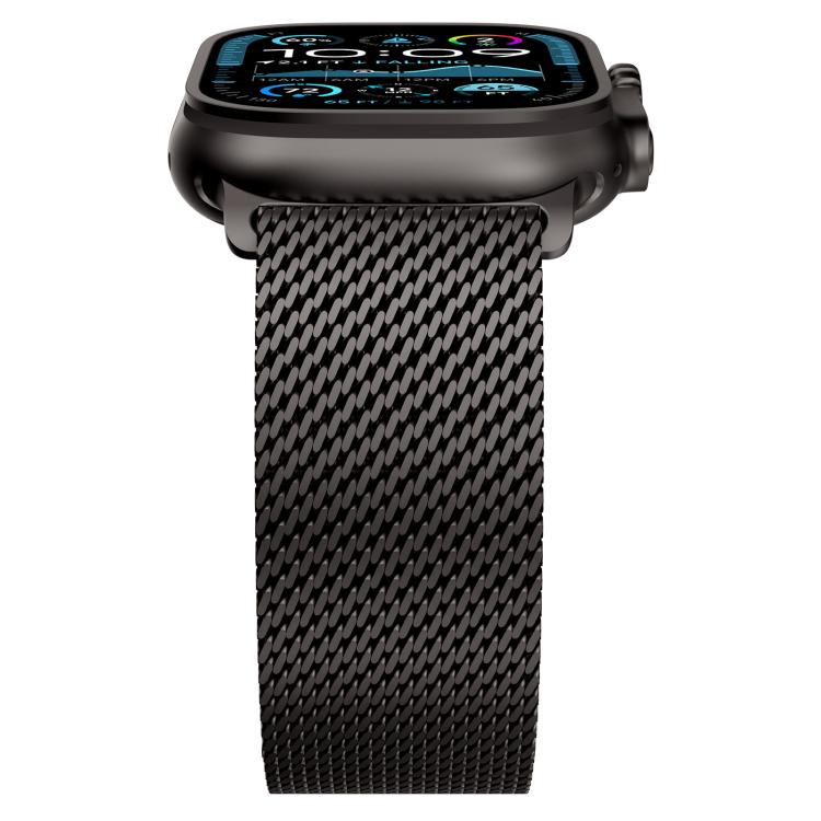 For Apple Watch 46mm / 49mm / 45mm / 44mm Metal Clasp Coarse Mesh Milan Stainless Steel Watch Band