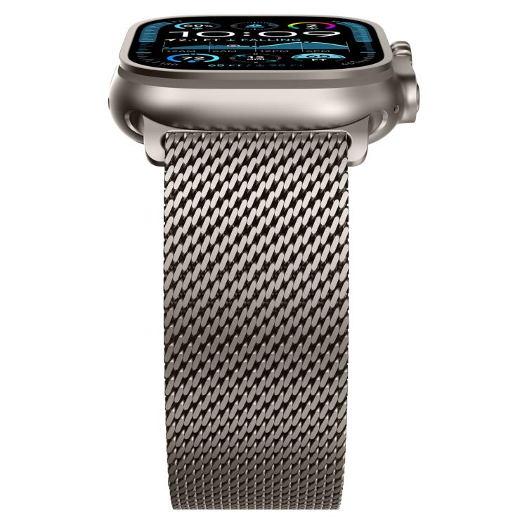 For Apple Watch 46mm / 49mm / 45mm / 44mm Metal Clasp Coarse Mesh Milan Stainless Steel Watch Band
