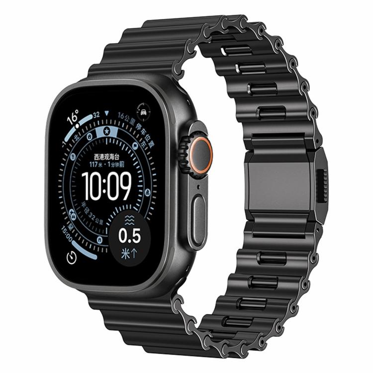 For Apple Watch 46mm / 49mm / 45mm / 44mm Ocean Wave Magnetic Buckle Stainless Steel Watch Band