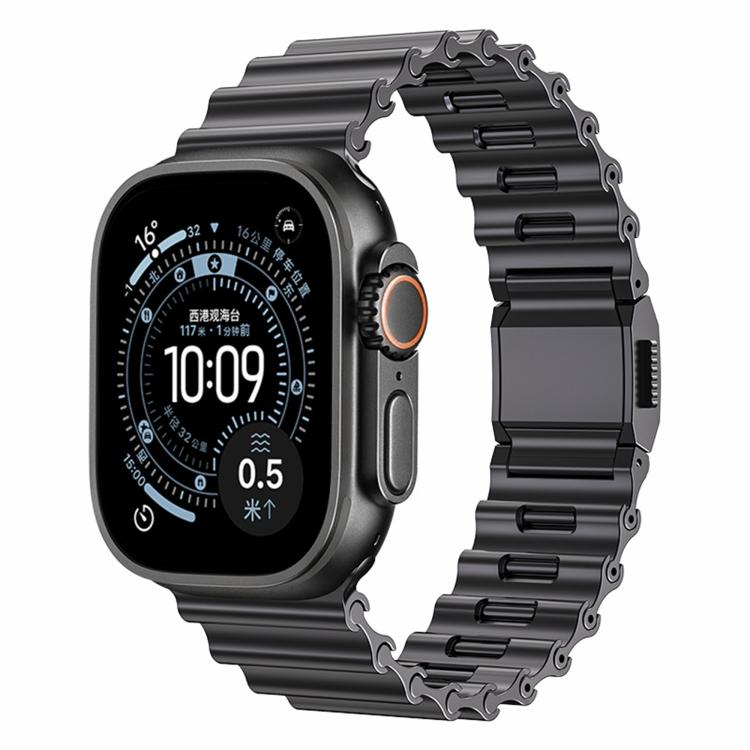 For Apple Watch 46mm / 49mm / 45mm / 44mm Ocean Wave Magnetic Buckle Stainless Steel Watch Band