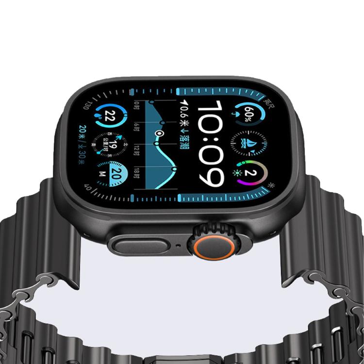 For Apple Watch 46mm / 49mm / 45mm / 44mm Ocean Wave Magnetic Buckle Stainless Steel Watch Band