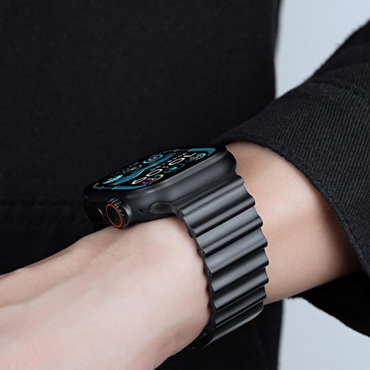 For Apple Watch 46mm / 49mm / 45mm / 44mm Ocean Wave Magnetic Buckle Stainless Steel Watch Band