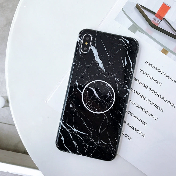 For iPhone X / XS Glossy Marble Folding Bracket Anti-drop TPU Case