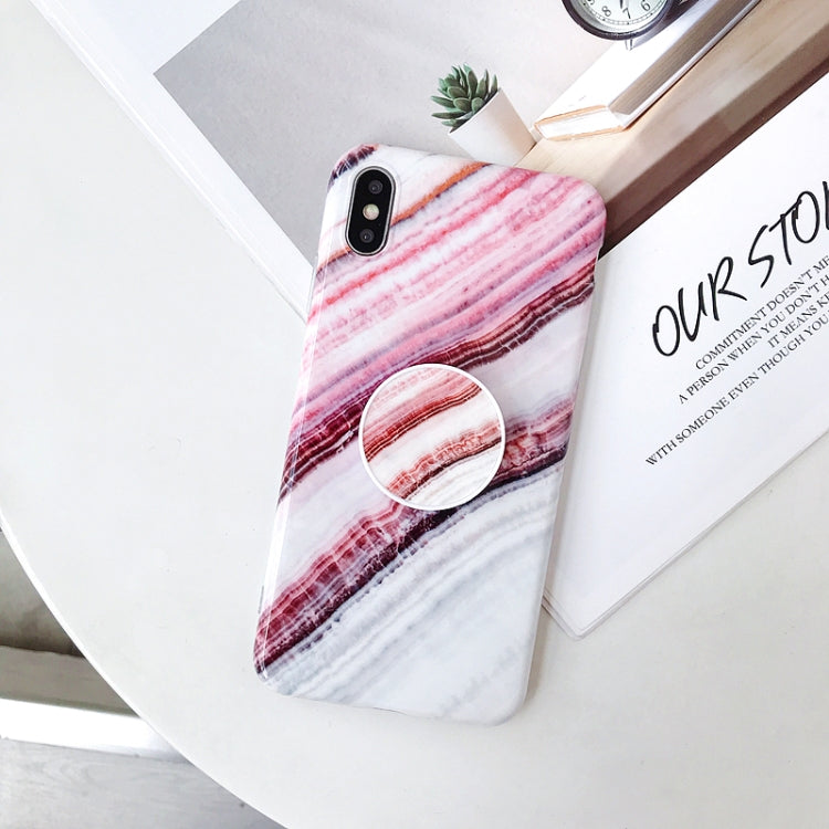 For iPhone X / XS Glossy Marble Folding Bracket Anti-drop TPU Case