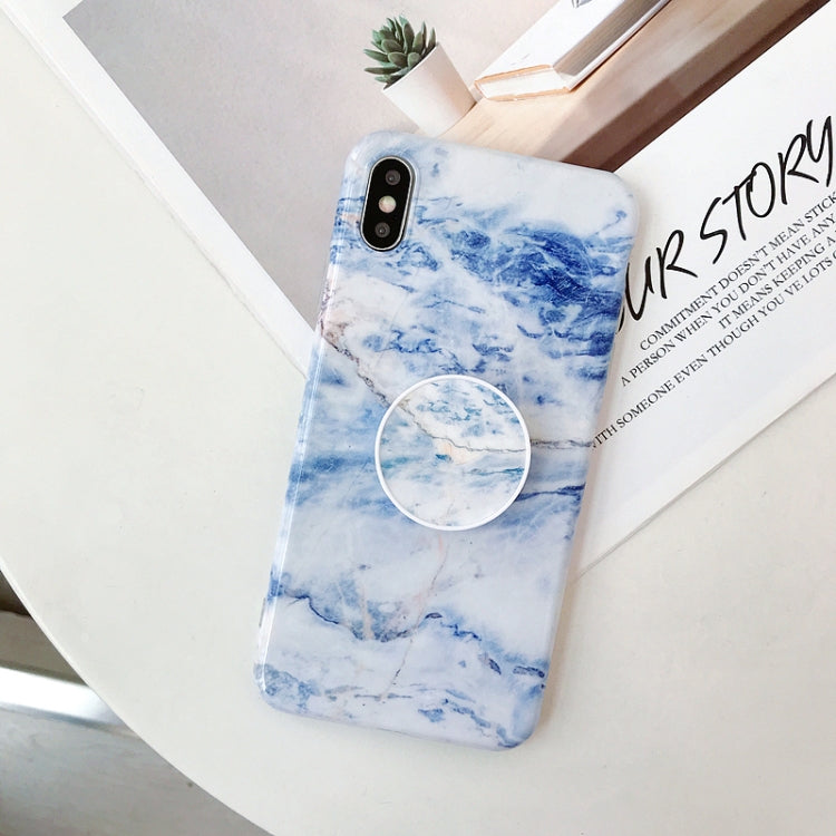 For iPhone X / XS Glossy Marble Folding Bracket Anti-drop TPU Case