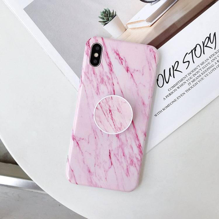 For iPhone X / XS Glossy Marble Folding Bracket Anti-drop TPU Case