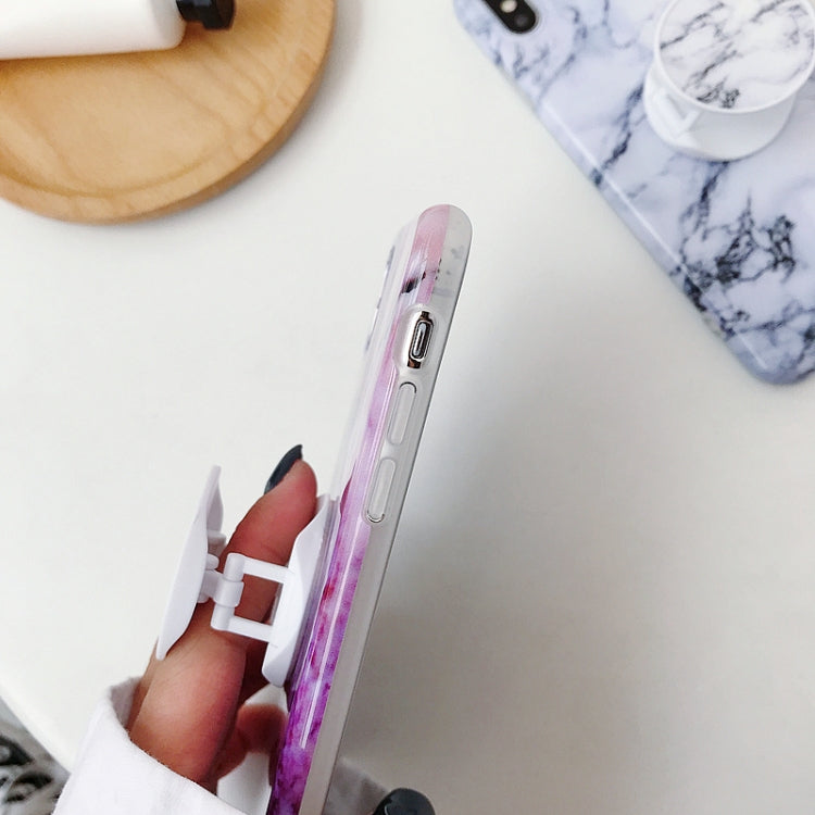 For iPhone X / XS Glossy Marble Folding Bracket Anti-drop TPU Case