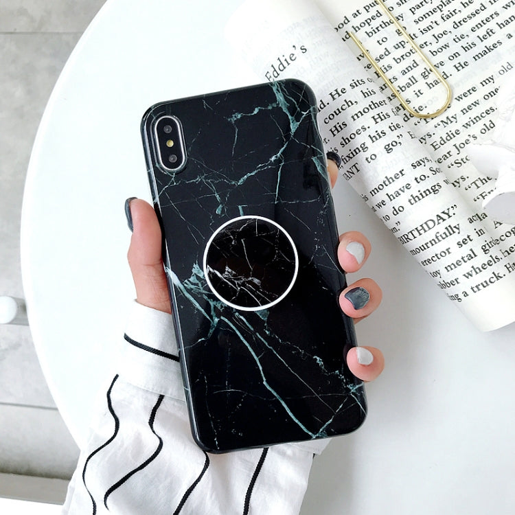 For iPhone X / XS Glossy Marble Folding Bracket Anti-drop TPU Case