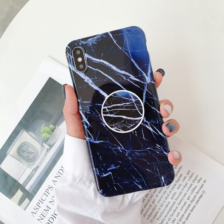 For iPhone X / XS Glossy Marble Folding Bracket Anti-drop TPU Case