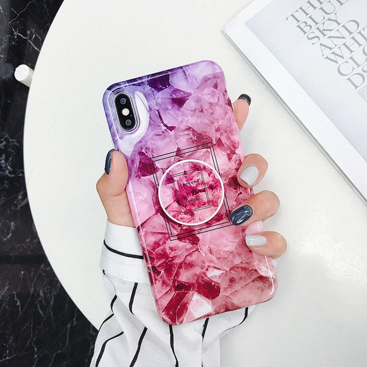 For iPhone X / XS Glossy Marble Folding Bracket Anti-drop TPU Case