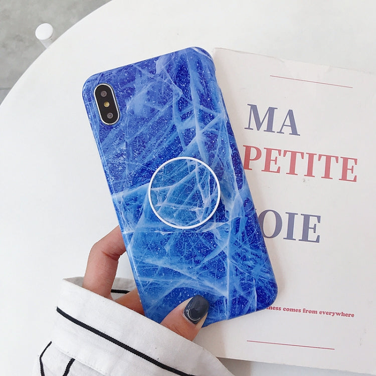 For iPhone X / XS Glossy Marble Folding Bracket Anti-drop TPU Case