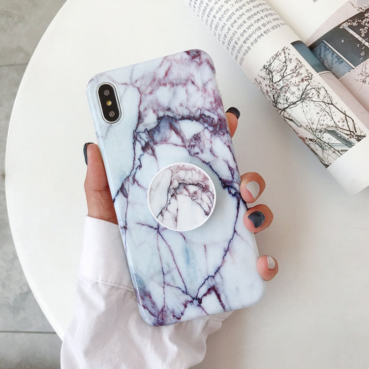 For iPhone X / XS Glossy Marble Folding Bracket Anti-drop TPU Case