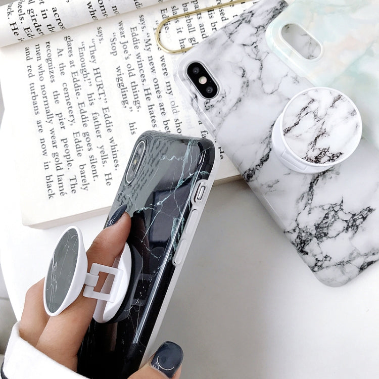 For iPhone X / XS Glossy Marble Folding Bracket Anti-drop TPU Case