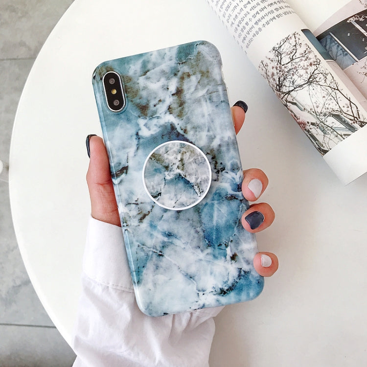 For iPhone X / XS Glossy Marble Folding Bracket Anti-drop TPU Case