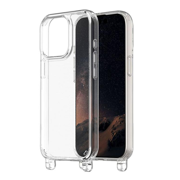 For iPhone 15 Plus Kalebol Minimalist Transparent Lanyard Integrated Phone Case - Transparent