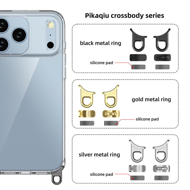 For iPhone 17 Pro Max Kalebol Minimalist High Transparency Multi Color Lanyard Hole Phone Case