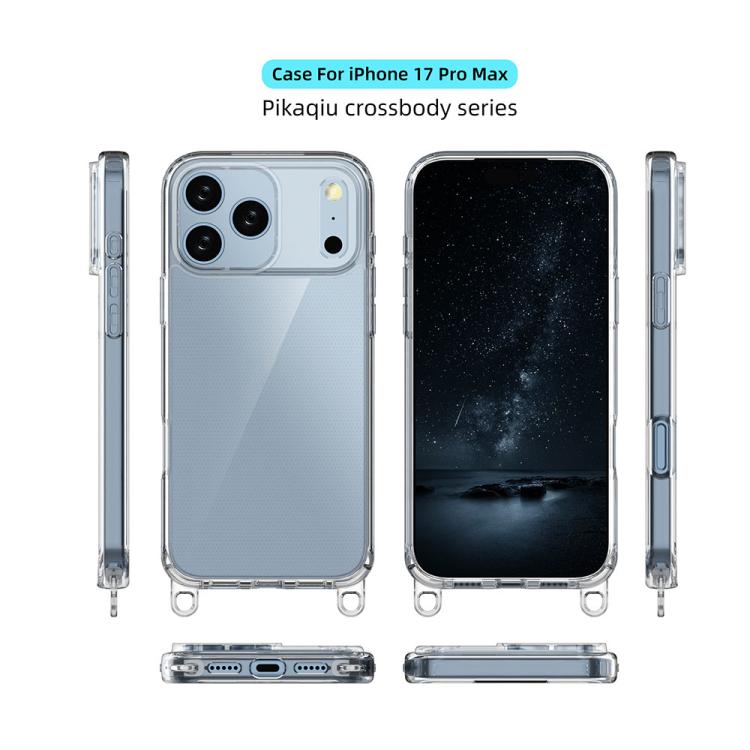 For iPhone 17 Pro Max Kalebol Minimalist High Transparency Multi Color Lanyard Hole Phone Case