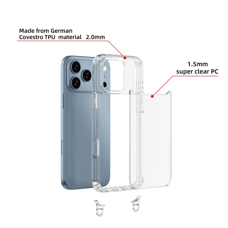 For iPhone 17 Pro Max Kalebol Minimalist High Transparency Multi Color Lanyard Hole Phone Case