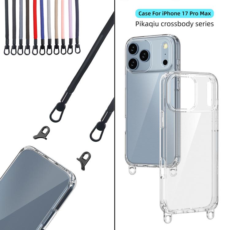 For iPhone 17 Pro Max Kalebol Minimalist High Transparency Multi Color Lanyard Hole Phone Case