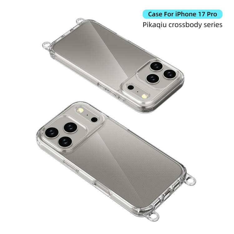For iPhone 17 Pro Kalebol Minimalist High Transparency Multi Color Lanyard Hole Phone Case