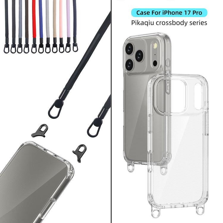 For iPhone 17 Pro Kalebol Minimalist High Transparency Multi Color Lanyard Hole Phone Case