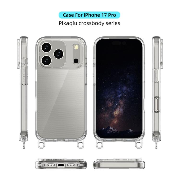 For iPhone 17 Pro Kalebol Minimalist High Transparency Multi Color Lanyard Hole Phone Case