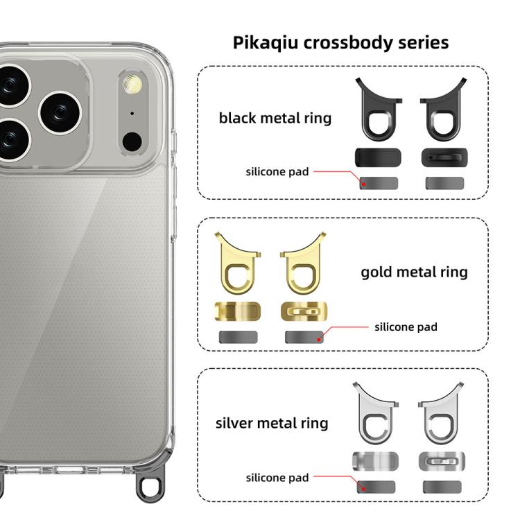 For iPhone 17 Pro Kalebol Minimalist High Transparency Multi Color Lanyard Hole Phone Case