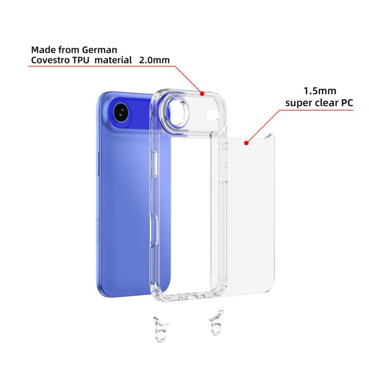 For iPhone Air Kalebol Minimalist High Transparency Multi Color Lanyard Hole Phone Case