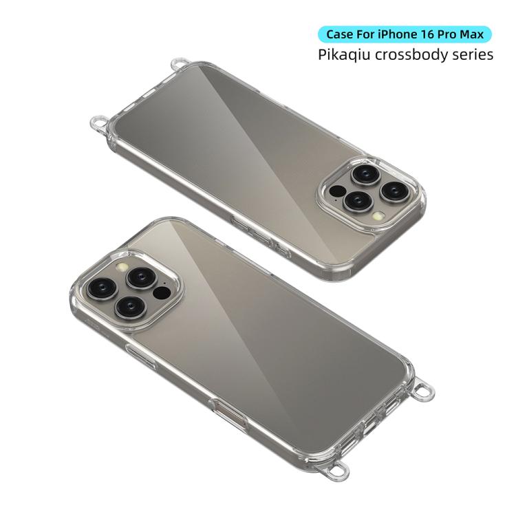 For iPhone 16 Pro Max Kalebol Minimalist High Transparency Multi Color Lanyard Hole Phone Case