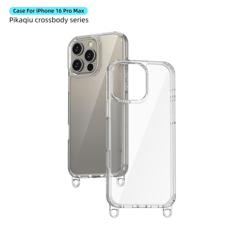 For iPhone 16 Pro Max Kalebol Minimalist High Transparency Multi Color Lanyard Hole Phone Case