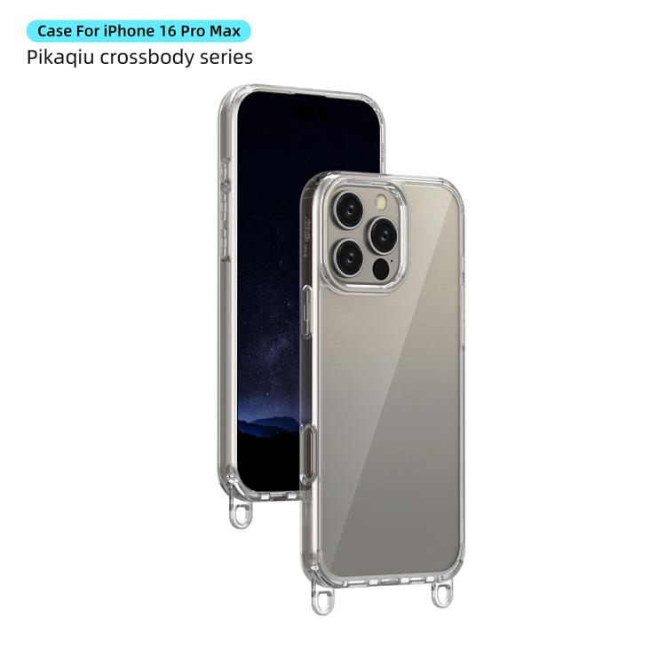 For iPhone 16 Pro Max Kalebol Minimalist High Transparency Multi Color Lanyard Hole Phone Case