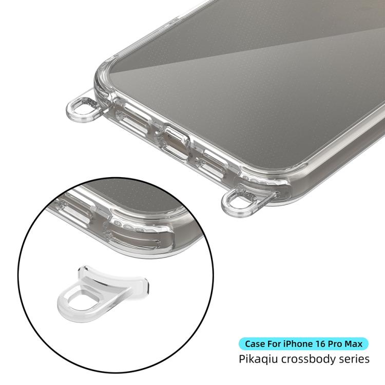 For iPhone 16 Pro Max Kalebol Minimalist High Transparency Multi Color Lanyard Hole Phone Case