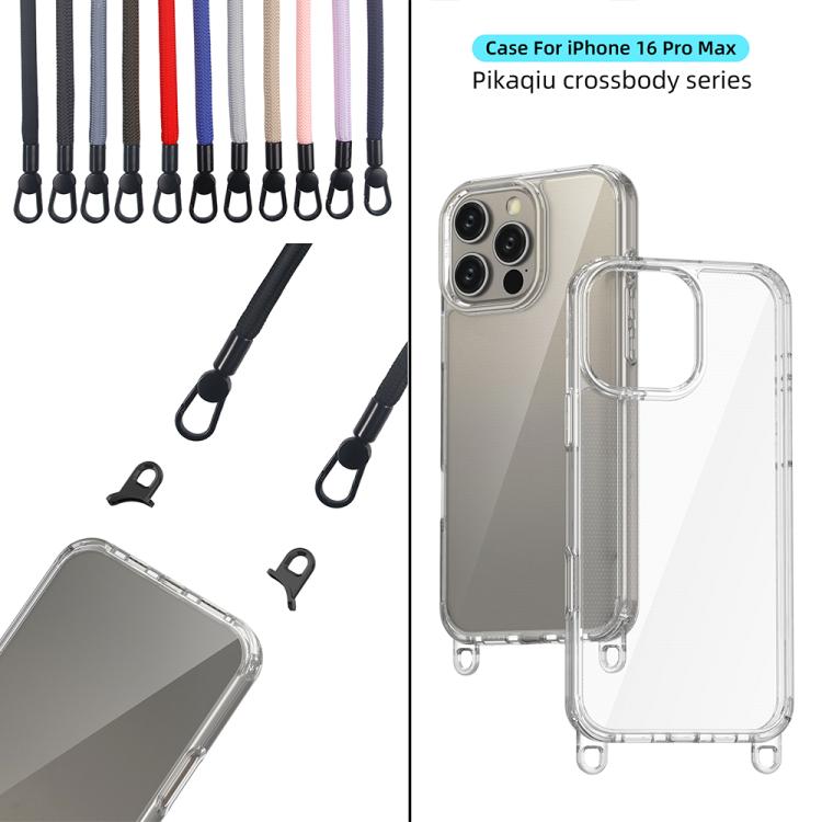 For iPhone 16 Pro Max Kalebol Minimalist High Transparency Multi Color Lanyard Hole Phone Case
