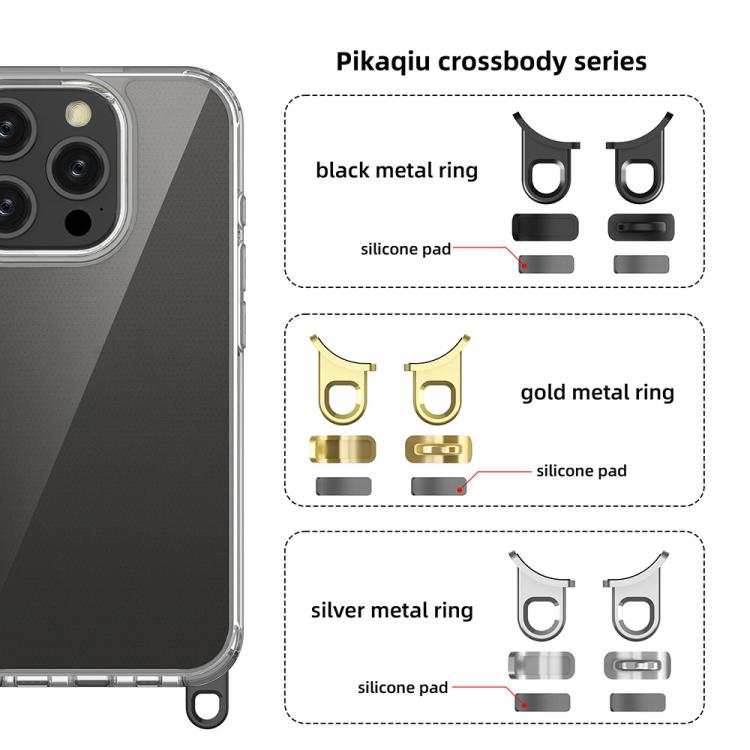 For iPhone 16 Pro Kalebol Minimalist High Transparency Multi Color Lanyard Hole Phone Case
