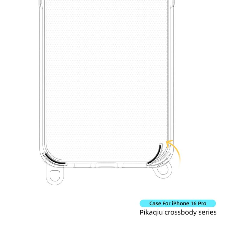 For iPhone 16 Pro Kalebol Minimalist High Transparency Multi Color Lanyard Hole Phone Case