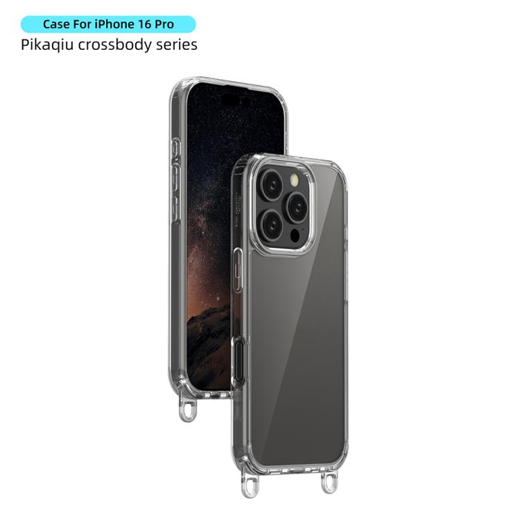 For iPhone 16 Pro Kalebol Minimalist High Transparency Multi Color Lanyard Hole Phone Case