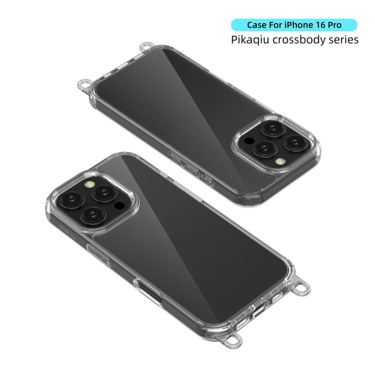 For iPhone 16 Pro Kalebol Minimalist High Transparency Multi Color Lanyard Hole Phone Case