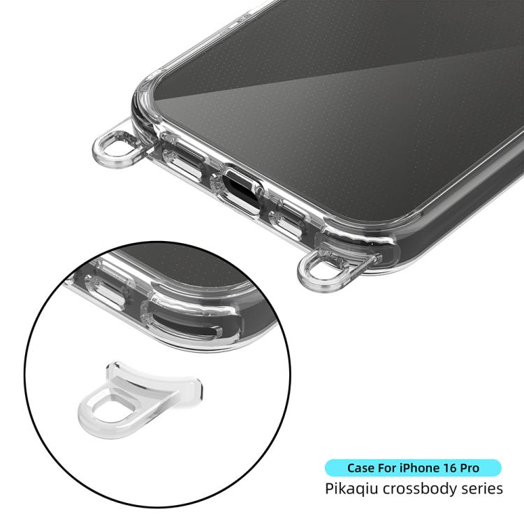 For iPhone 16 Pro Kalebol Minimalist High Transparency Multi Color Lanyard Hole Phone Case
