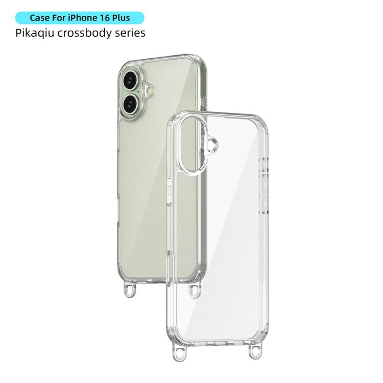 For iPhone 16 Plus Kalebol Minimalist High Transparency Multi Color Lanyard Hole Phone Case
