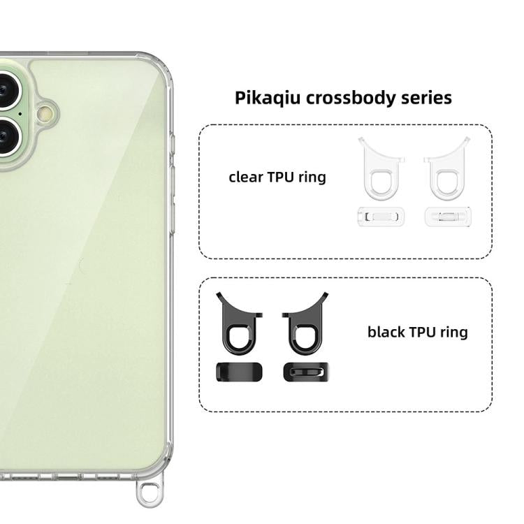 For iPhone 16 Plus Kalebol Minimalist High Transparency Multi Color Lanyard Hole Phone Case