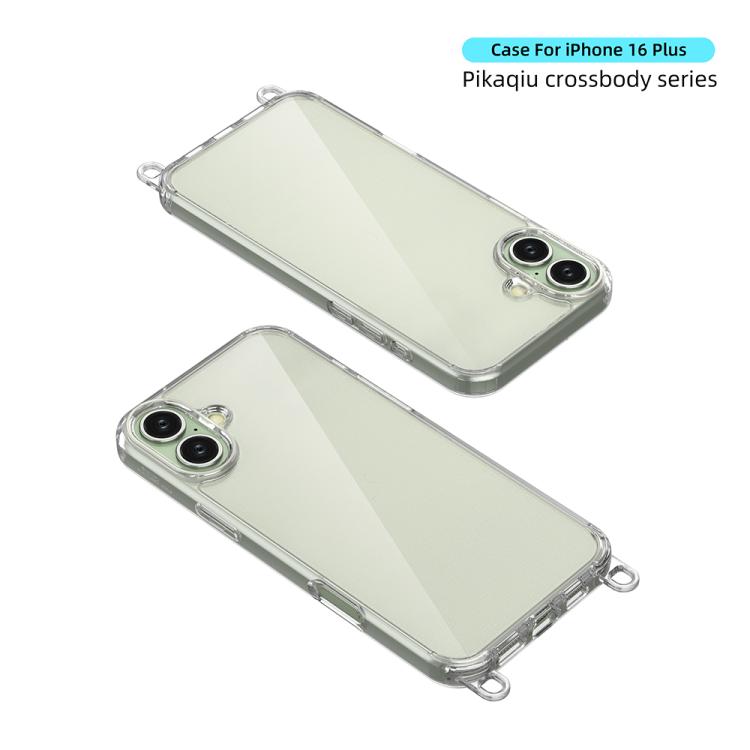 For iPhone 16 Plus Kalebol Minimalist High Transparency Multi Color Lanyard Hole Phone Case