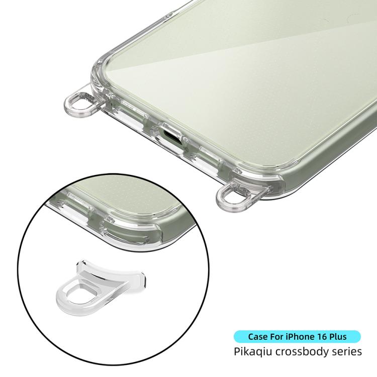 For iPhone 16 Plus Kalebol Minimalist High Transparency Multi Color Lanyard Hole Phone Case
