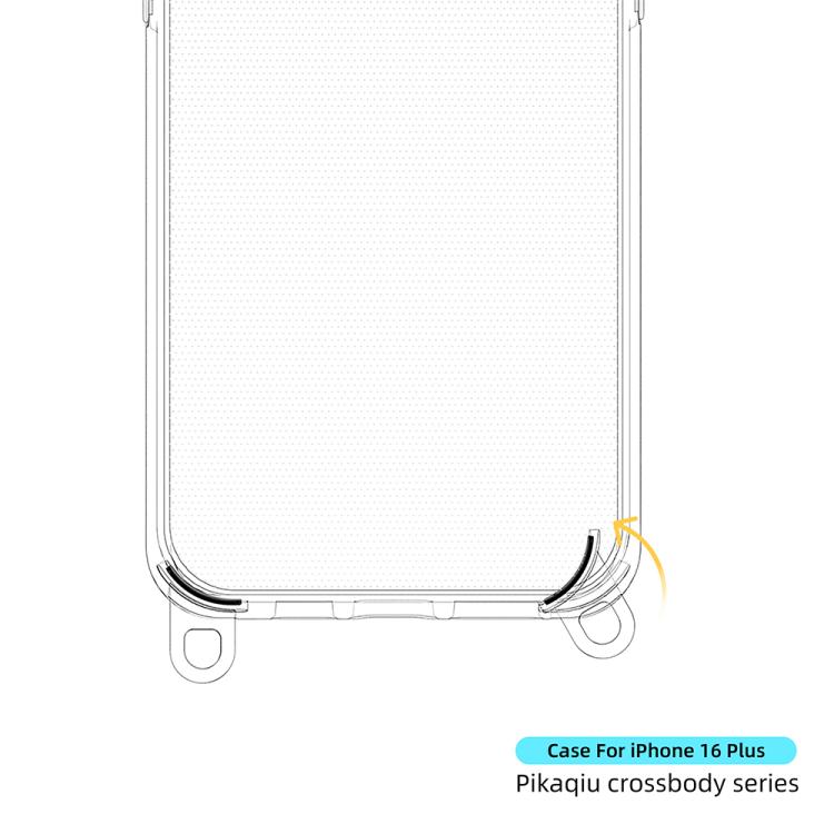 For iPhone 16 Plus Kalebol Minimalist High Transparency Multi Color Lanyard Hole Phone Case