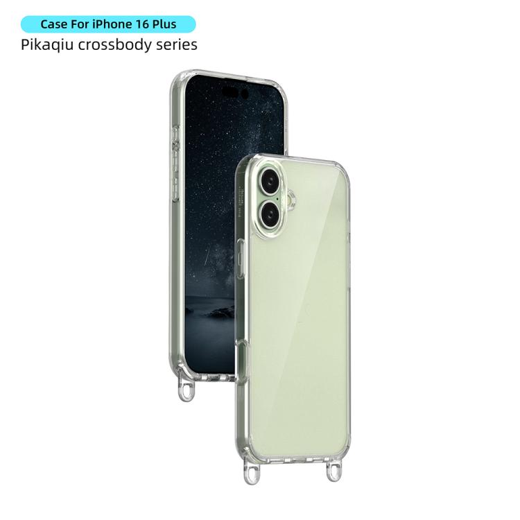 For iPhone 16 Plus Kalebol Minimalist High Transparency Multi Color Lanyard Hole Phone Case