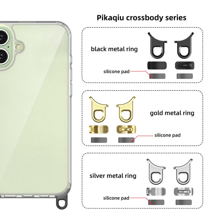 For iPhone 16 Plus Kalebol Minimalist High Transparency Multi Color Lanyard Hole Phone Case