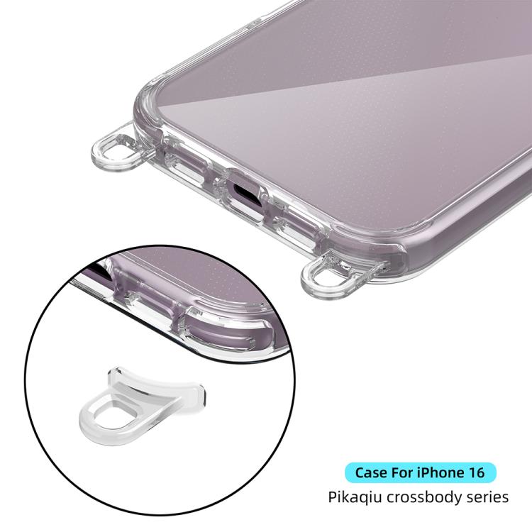 For iPhone 16 Kalebol Minimalist High Transparency Multi Color Lanyard Hole Phone Case